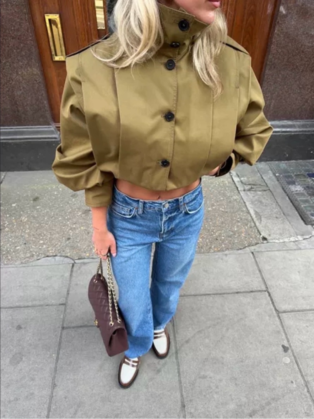 Zara Pleated Trench Cropped Jacket - S